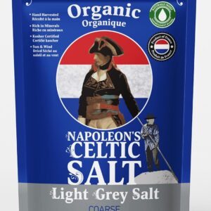 Napoleon's Celtic Organic 82 Minerals Sea Salt Coarse, French Sea Salt, Grey Salt, 1/2lb Resealable Bag, Mineral Rich Unrefined Sea Salts, Naturally Moist, Hand Harvested, Unrefined Mineral Salt, 100% Natural, Sel Gris (0.5lb Grey Coarse) Pack of 1