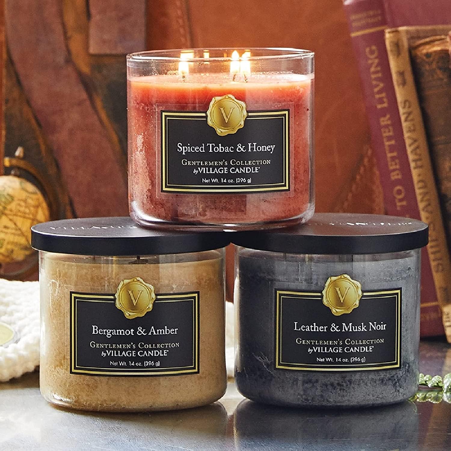 Village Candle 14 oz Brown Bergamot Amber Scented 3-Wick Glass Bowl Candle - Image 5