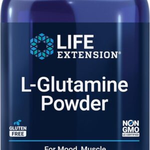 Life Extension L-Glutamine Powder, Amino Acid, Supports Muscle Health and Immune Health, Gluten-Free, Non-GMO, Vegetarian, 100 Grams
