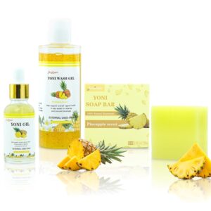 Yoni Wash Yoni Oil Yoni Soap bar, Feminine Wash for Women ph Balance, Intimate wash for Women Remove Odor, 1 Fl Oz Feminine Oil & 6.67 Fl Oz Vaginal Wash & 3.52 Oz Yoni Bar Soap, Pineapple Scent
