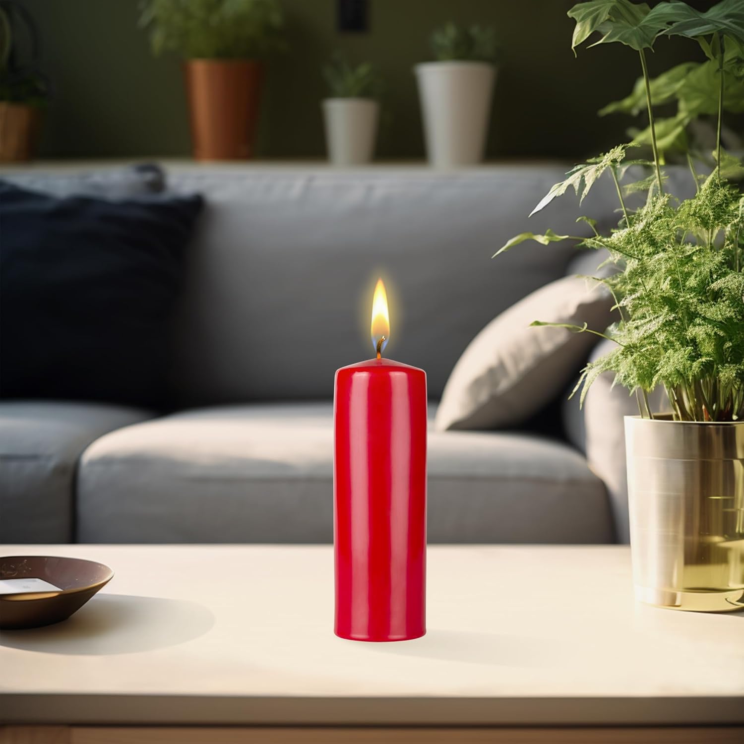 Mega Candles 6 pcs Unscented Solid Dome Top Red Pillar Candles, Hand Dipped Overlay Wax Candle 2 Inch x 6 Inch, Home Décor, Spas, Weddings, Celebrations, Party, Events, Memorials, Vigils, Prayers - Image 3