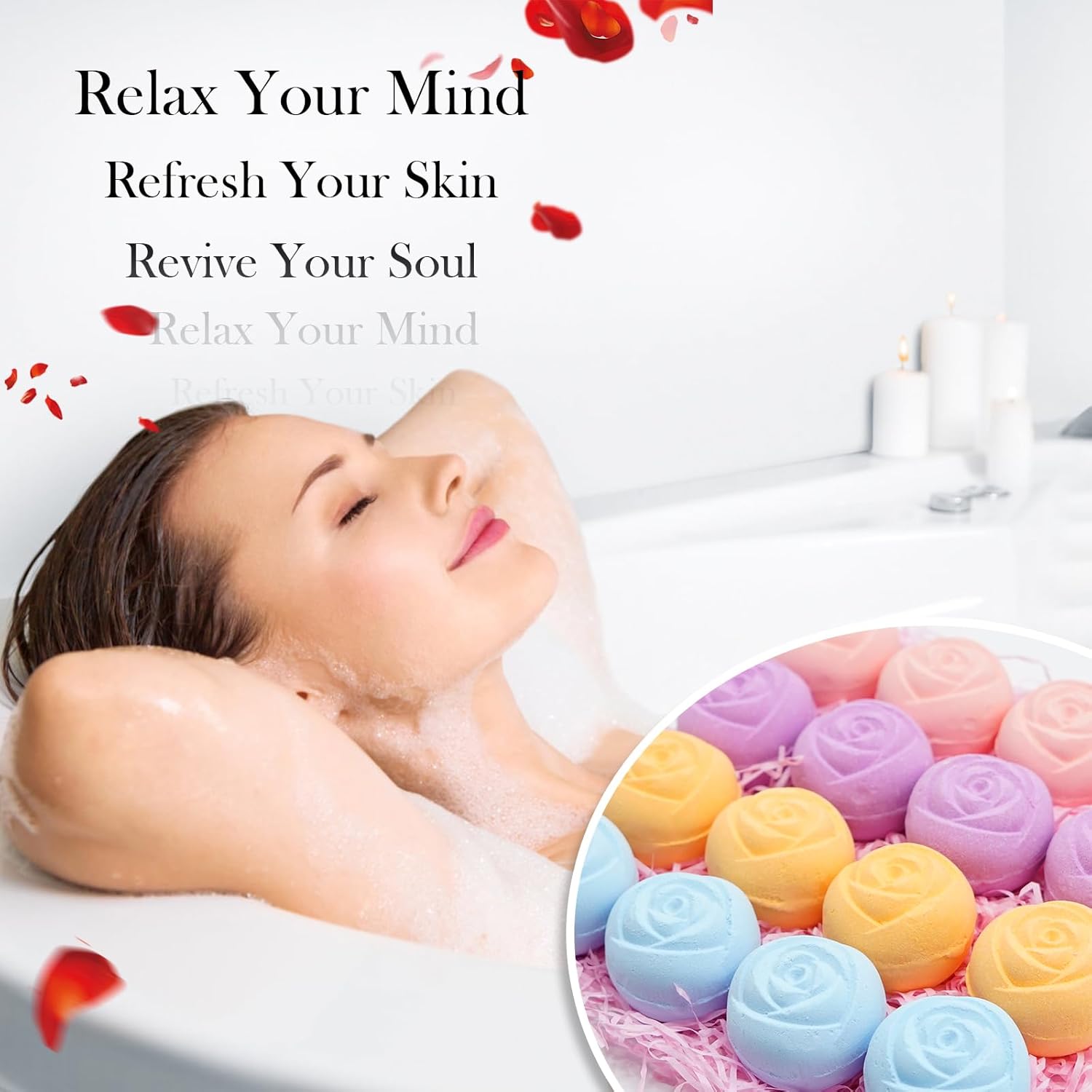 30 Pcs Handmade Rose Bath Bombs with Natural Essential Oils for Women Home Spa Gifts - Image 5