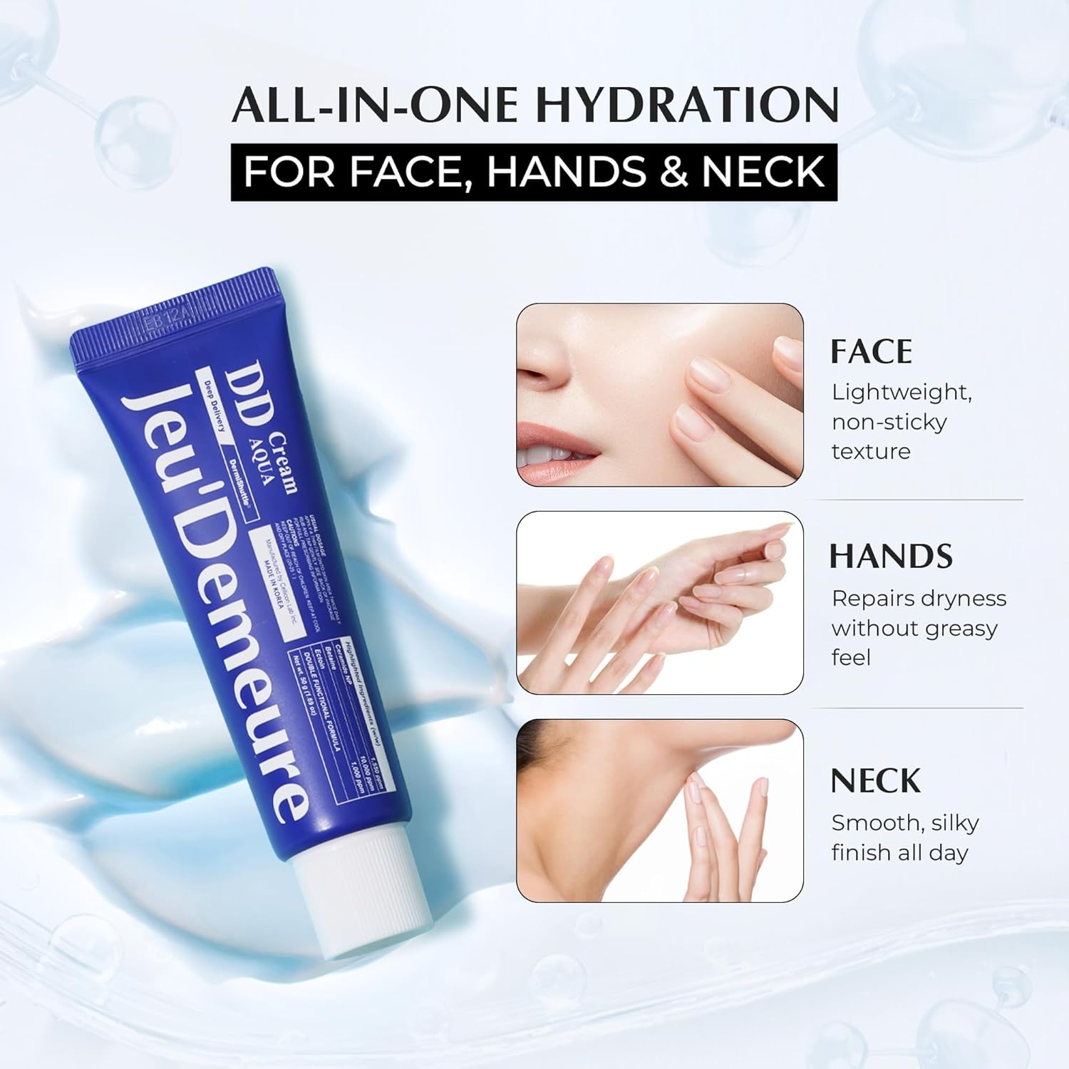 JEU'DEMEURE DermiShuttle DD Gel Cream Aqua, Soothing & Hydration For Face, Neck and Hand with Ceramide, Betaine and Peptide, Lightweight Daily Moisturizer for Sensitive Skin, Korean Moisturizer (50g) - Image 6