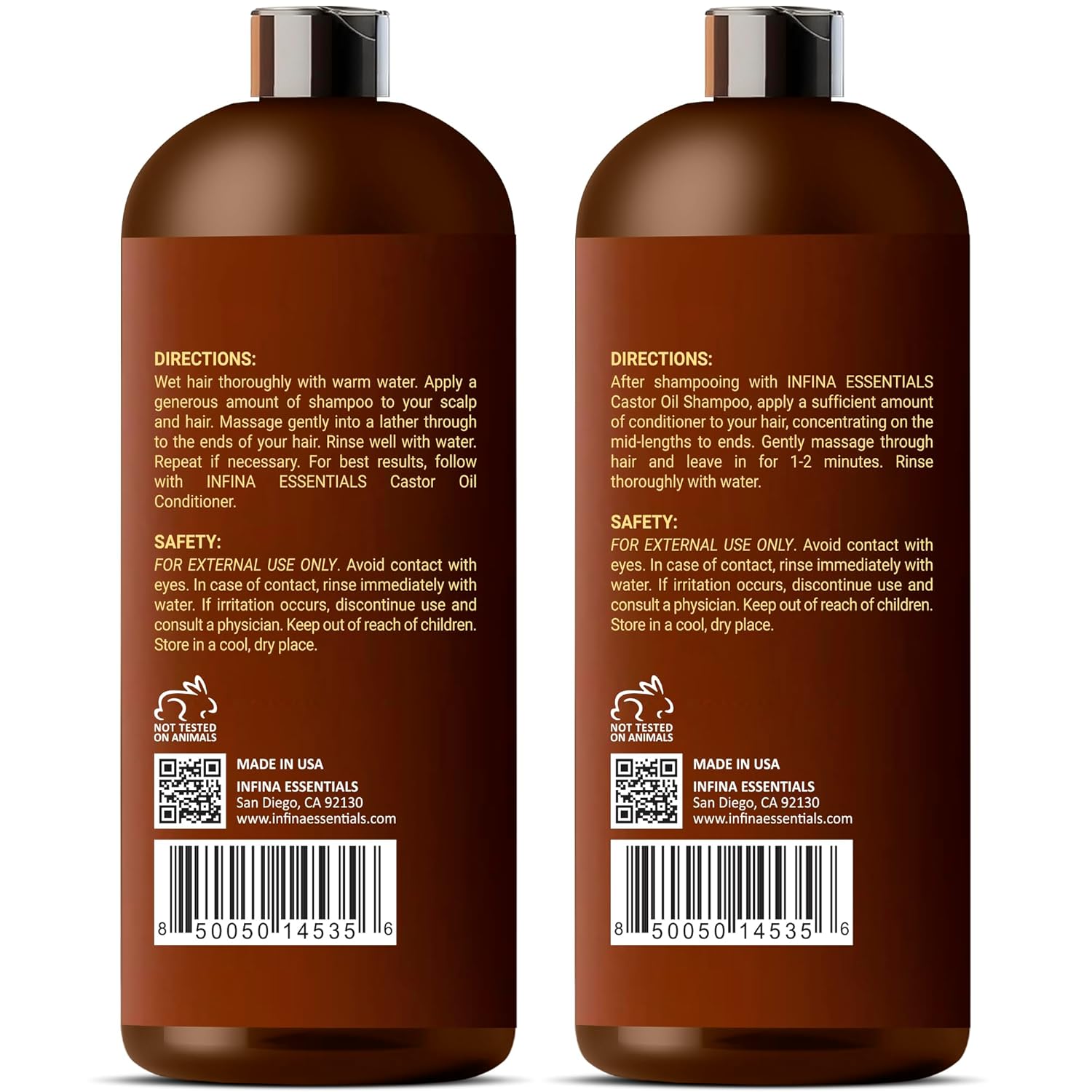 Castor Oil Shampoo and Conditioner Set for Hair Growth with Rosemary & Peppermint Oil - Cleanse Hair, Strengthen & Shine with Castor Shampoo and Conditioner - Anti-Hair Loss for Men & Women - 16 fl oz - Image 8