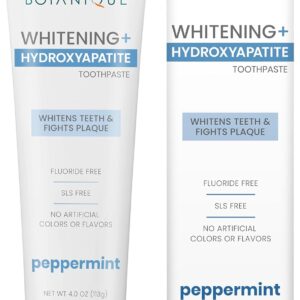 Himalaya Botanique Whitening + Hydroxyapatite Toothpaste, Peppermint - Nano Hydroxyapatite to Support Remineralization and Restore Enamel, Appropriate for Sensitive Teeth - Vegan, Gluten Free, 4 oz