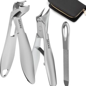 Nail Clippers Set - SZQHT 2025 Upgrade Angled Head Nail Clippers for Men,Seniors,Women,Toenail Clippers for Thick,Ingrown, Nails, Professional Stainless Steel Toe Nail Clippers,Nail File, Heavy Duty