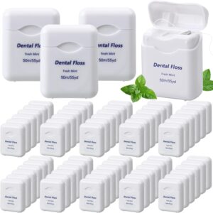 60 Pack Dental Floss Bulk Mint Flavored 50m Each Travel Dental Floss Oral Care for Teeth and Gum Protection(White)