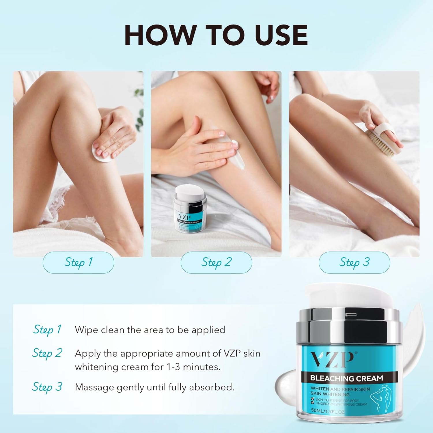 Skin Lightening Cream, Dark Spot Remover for Face Body Bleaching Cream for Intimate Areas & Body, Vitamin C Whitening for Underarms, Knees, Elbows, Inner Thighs, Bikini Line (1.7 Fl Oz) - Image 4