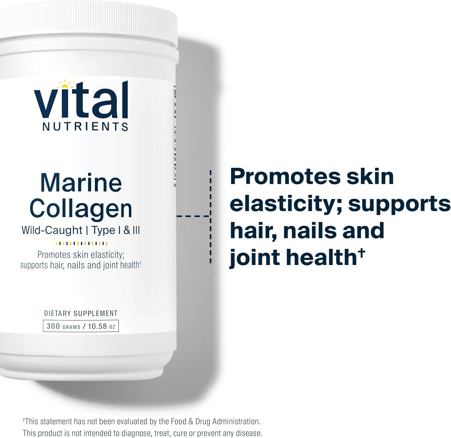 Vital Nutrients Marine Collagen Powder Unflavored | Hair, Skin, Nails, & Joint Support* | Type I & III Collagen Powder Supplement from Wild-Caught Fish | Gluten, Dairy, Soy Free | 300 Grams - Image 3