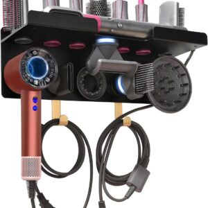 Dyson Airwrap Holder, Dyson Airwrap Wall Mount, 2in1 Dyson Airwrap Organizer and Dyson Hair Dryer Holder, Dyson Hair Dryer Stand for Dyson Airwrap Styler & Supersonic Nural Black UEMUSI