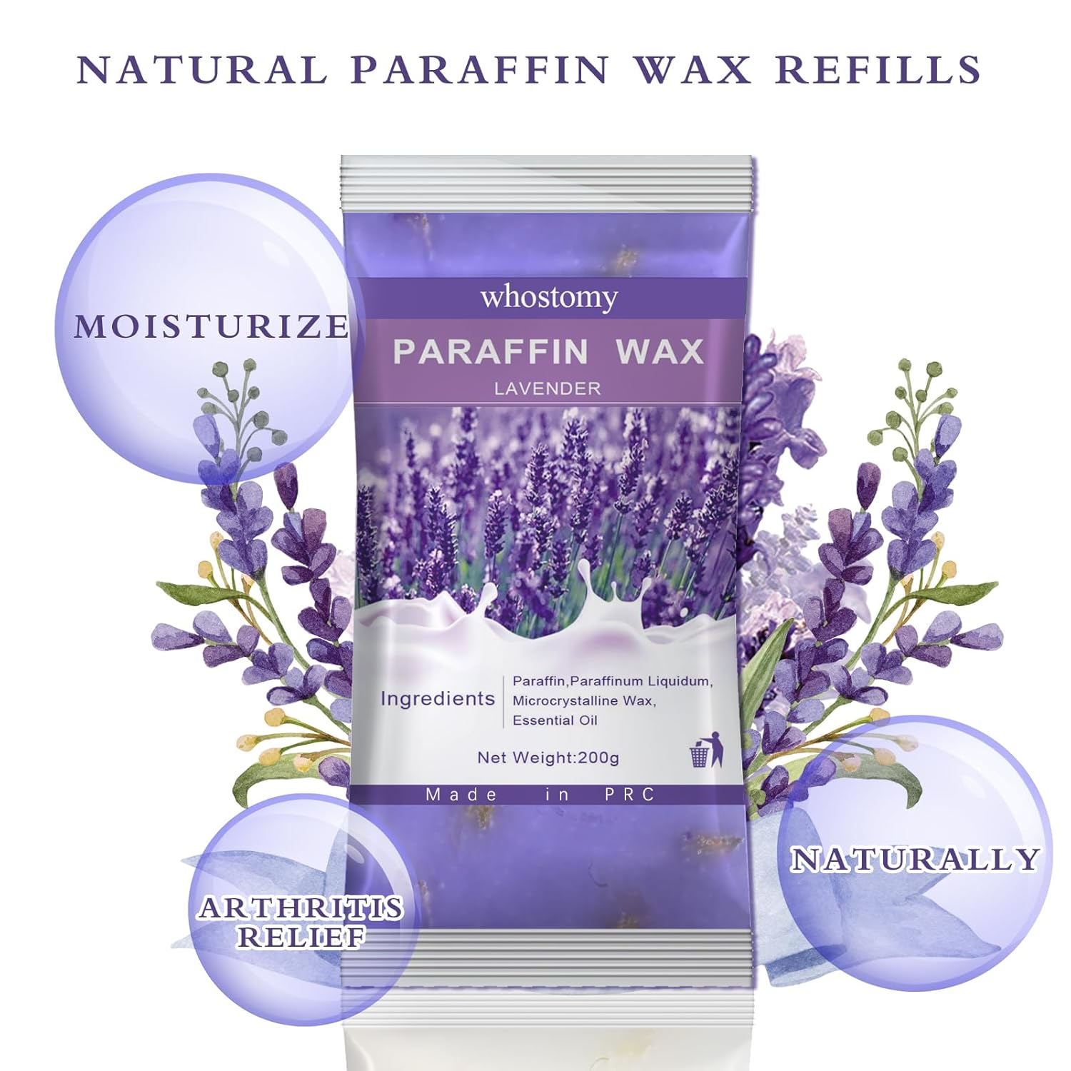 Paraffin Wax Refills, 12 PackParaffin Wax for Hands and Feet, Hot Melt Paraffin Wax Blocks for Paraffin Bath, Lavender Scent + Dry Flowers, Relieves Muscle Fatigue Nourishes Dry Skin - Image 2