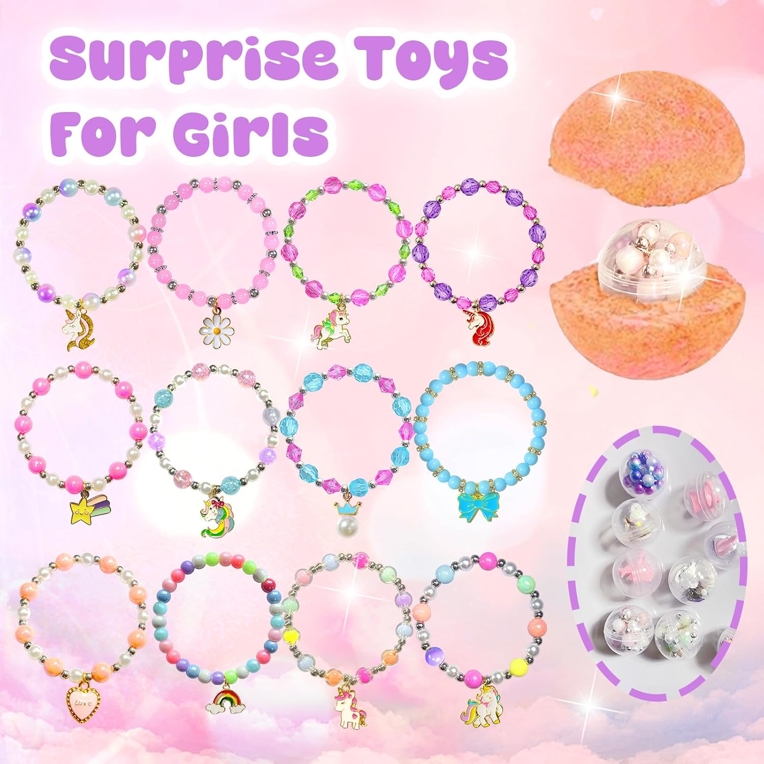 12 Piece Handmade Kids Girls Bath Bomb Set Surprise Jewelry Toy Inside - Image 4
