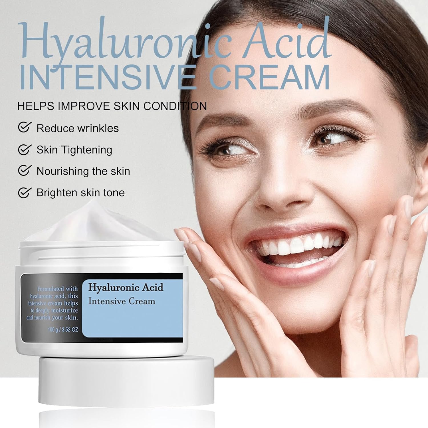 Hyaluronic Acid Moisturizer Face Cream, Long-lasting Hyaluronic Acid Intensive Cream For Dry & Sensitive Skin, Rich Hydrating Face Cream For Daily - Image 2