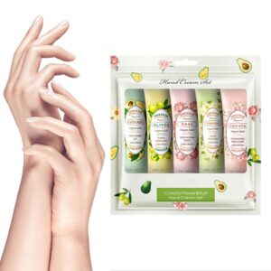 Hand Cream, Moisturizing Hydrating Hand Cream for Dry Cracked Hands, Plant Fragrance Hand Lotion Stocking Stuffers Gift Set 5pack, Mini Hand Care Cream Travel Size for Men and Women (Green)