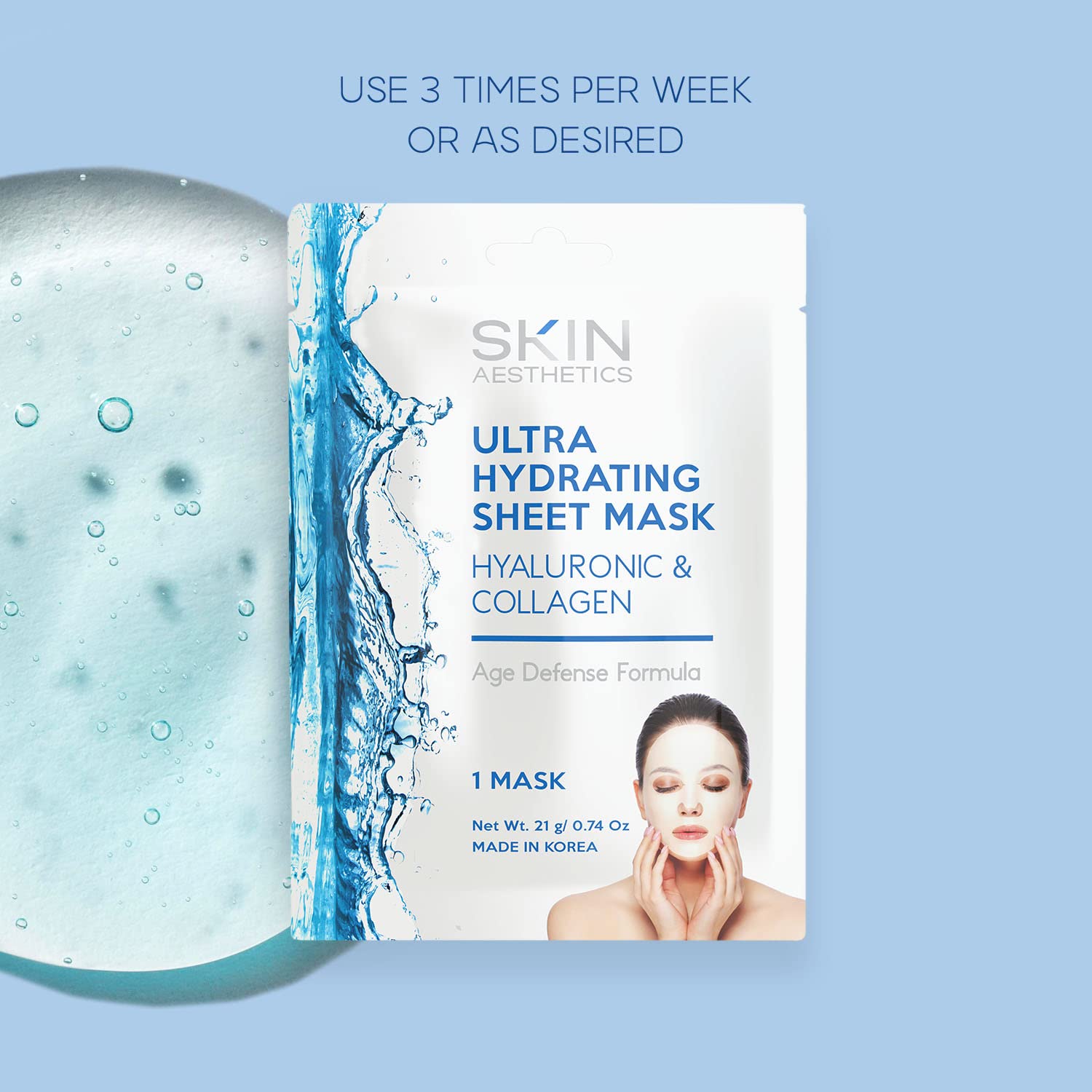 Hyaluronic Collagen Firming Anti-Aging Moisturizing Sheet Face Mask 5 Pack - Image 3