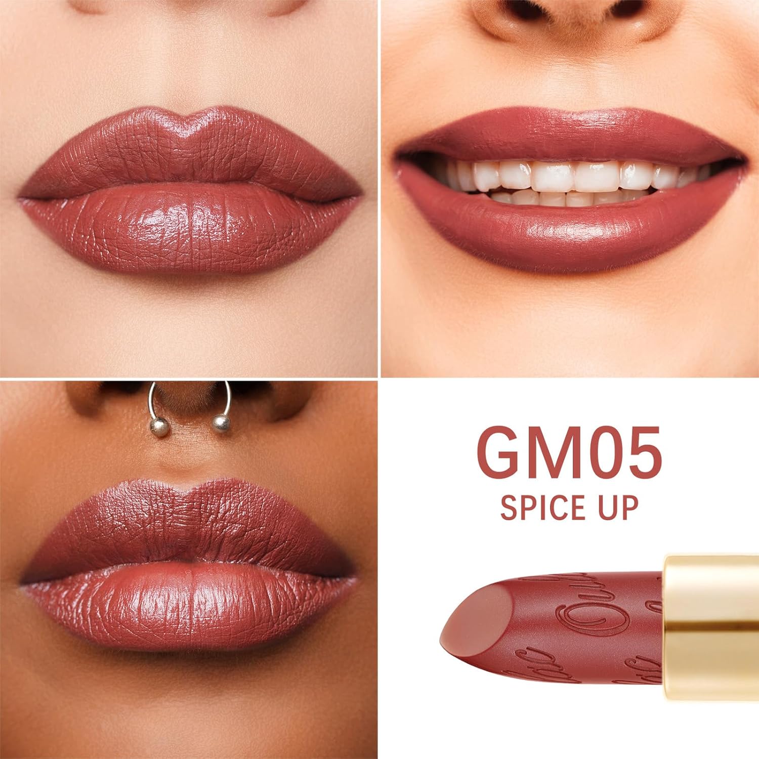Oulac Vegan Matte Terracotta Lipstick GM05 Spice Up 0.12 oz Creamy Hydrating - Image 3
