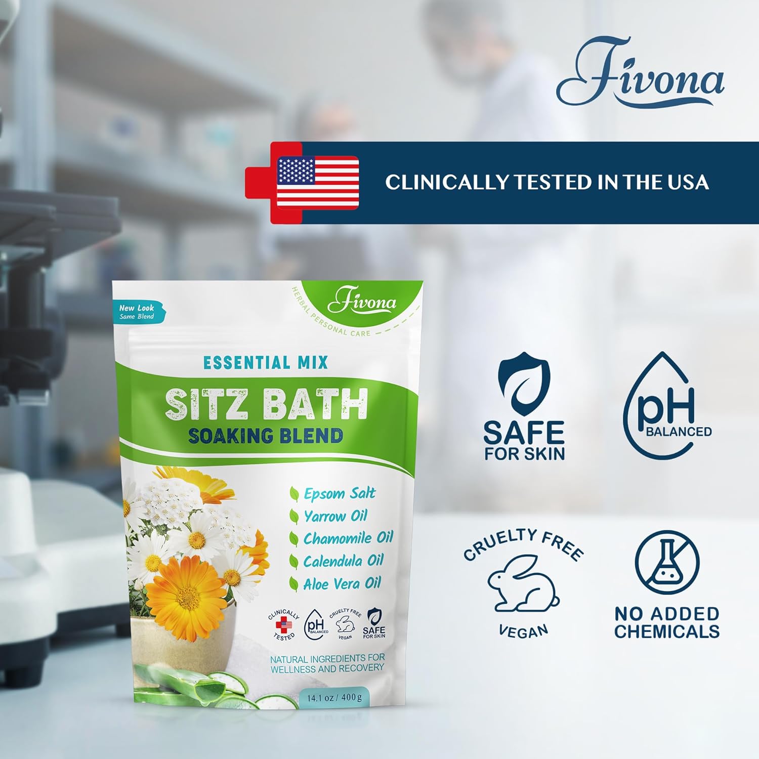 Hemorrhoid Treatment Sitz Bath Salt Natural Soaking Blend - Epsom Salt with Pure Essentials Oils for Fissure, Postpartum Care, Bartholin Cyst Treatment - Essential Mix for Self Care - 1 Pack - 14.1 oz - Image 2
