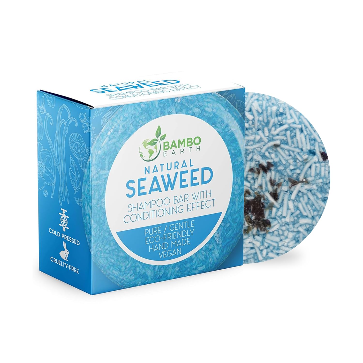 Solid Shampoo Bar And Conditioner Effect Hair Soap – 100% Organic Shampoo Bars For Hair With All Natural Plant Based Essential Oils And Zero Waste Biodegradable Packaging (Seaweed)