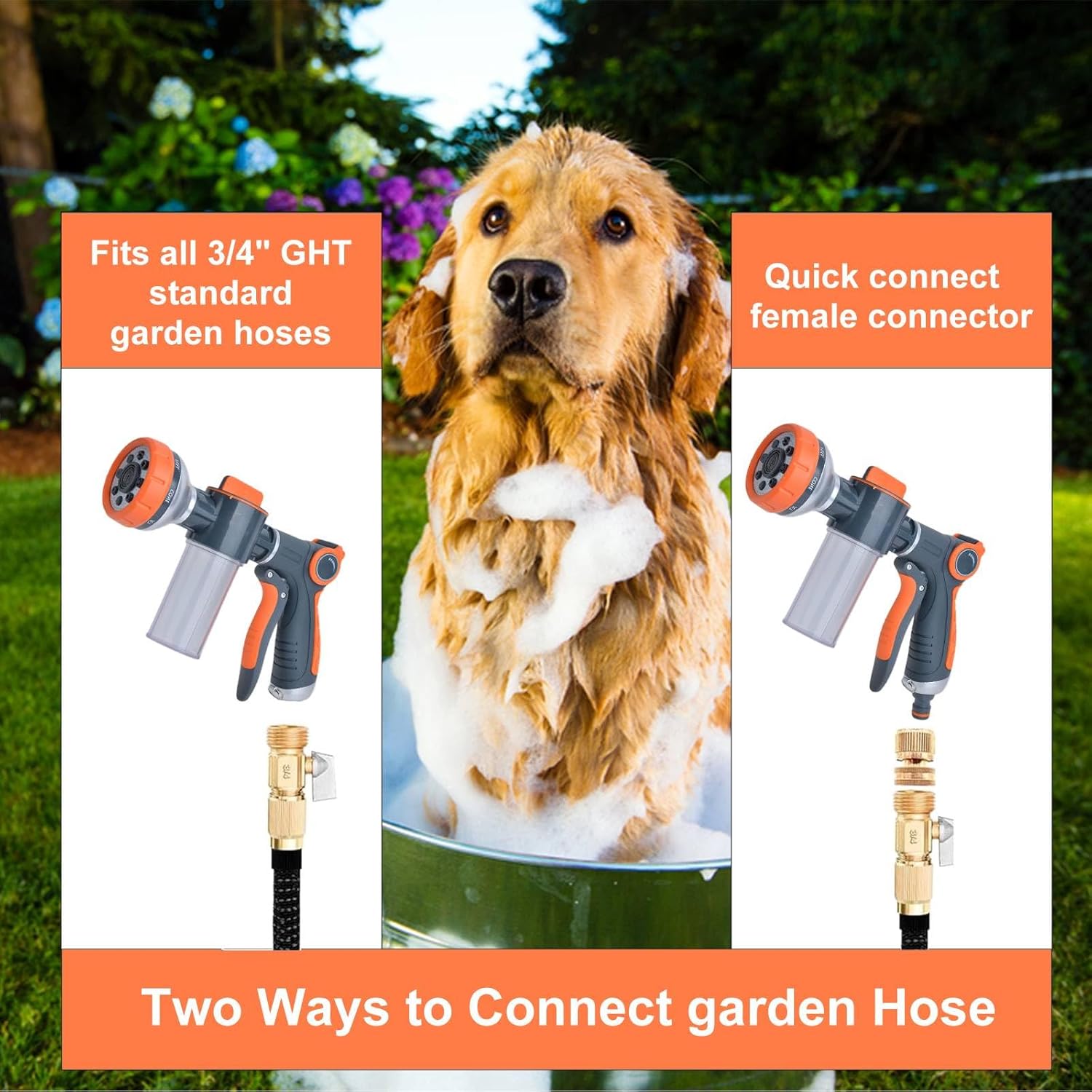 8-in-1 Dog Shower Sprayer with Built-in Soap Dispenser and Gentle Brush Attachment - Image 5