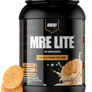 REDCON1 MRE Lite Whole Food Protein Powder, Snickerdoodle - Low Carb & Whey Free Meal Replacement with Animal Protein Blends - Easy to Digest Supplement Made with MCT Oils (30 Servings)