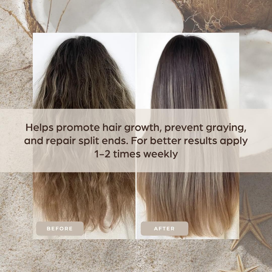Organic Coconut Hair Mask for Hair Growth and Volume, Moisturizing and Deep Conditioning Mask For Dry Damaged Hair, Hair Tchicking Treatment Cream Mask, Fights Breakages and Split Ends - Image 3
