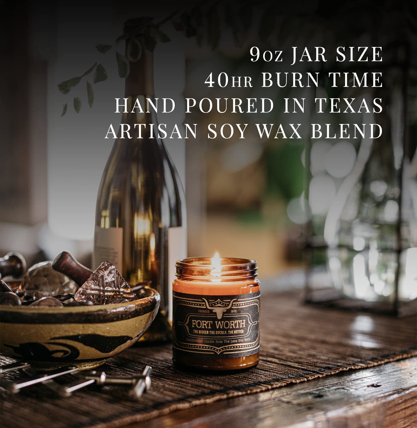 Jackson Vaughn Austin 9oz Scented Candle - Patchouli, Prairie Grass, Amber Scents - 40 Hour Burn Time - Image 8