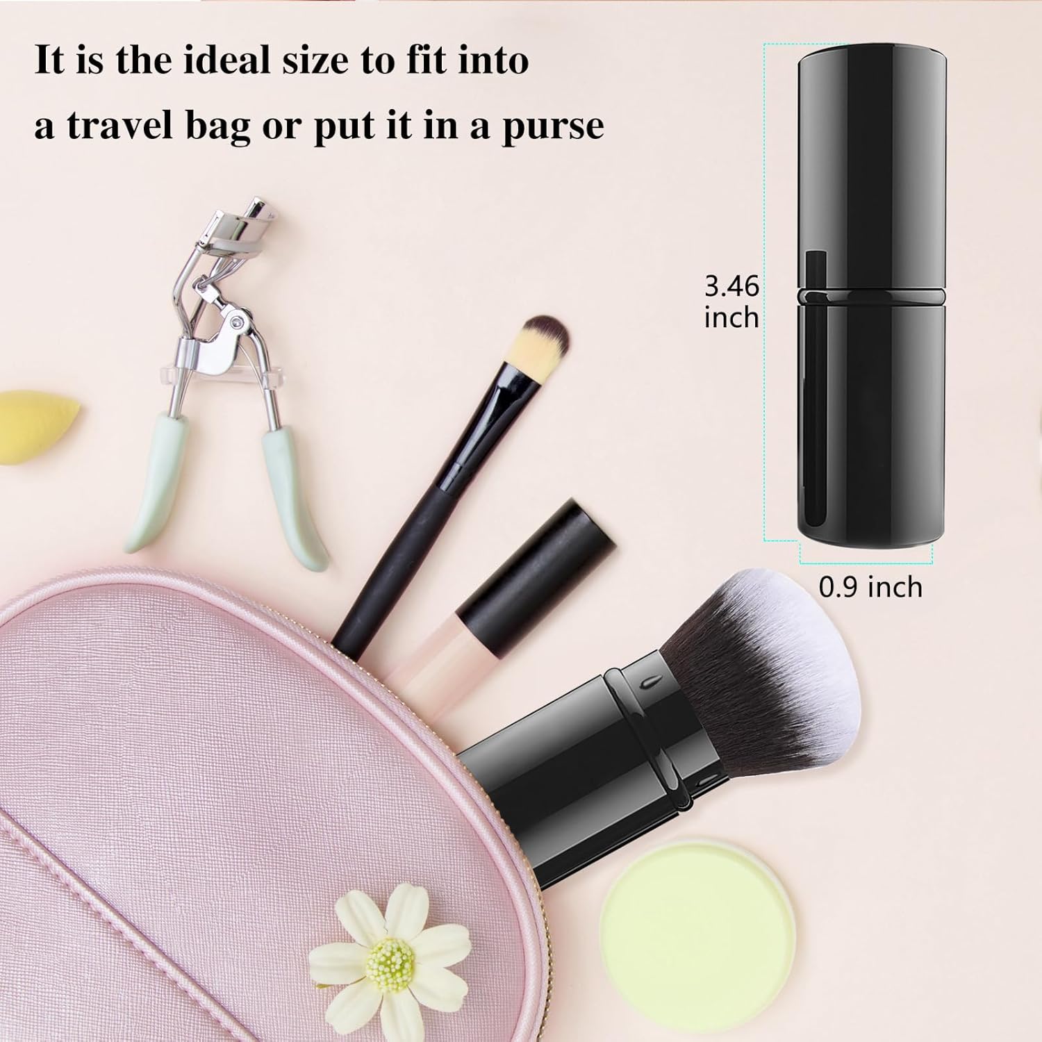 Falliny Retractable Kabuki Makeup Brush for Flawless Face Powder Blush Bronzer and Sunscreen Application - Image 5