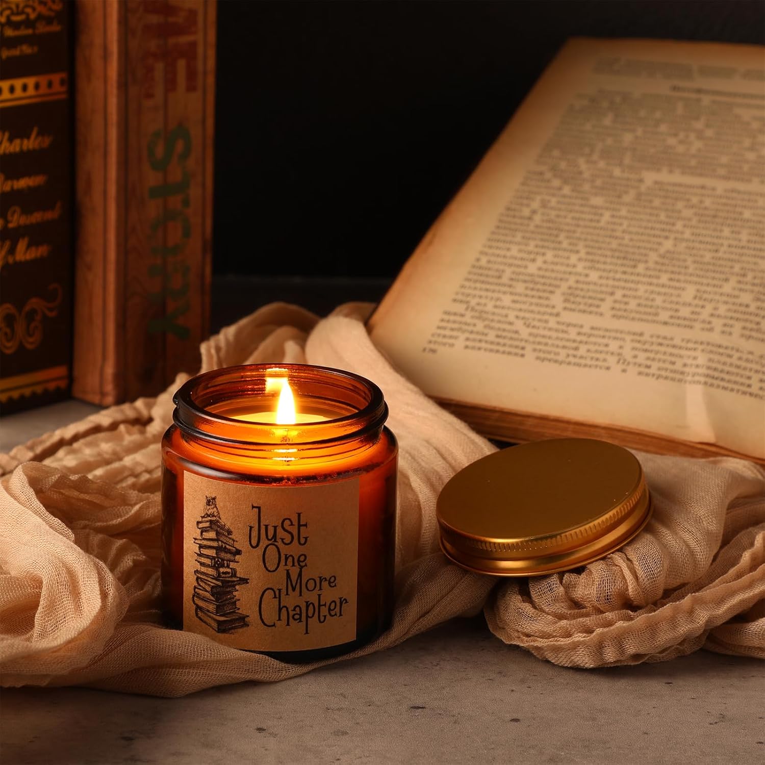 MTLEE 6 Pcs Book Lover Candle Gifts 3.5 oz Reading Scented Candle Gift Rustic Bookshelf Soy Wax Jar for World Book Day Bookworm Librarian Reader Writer Club Women Men Graduation Nurse Teacher Birthday - Image 4