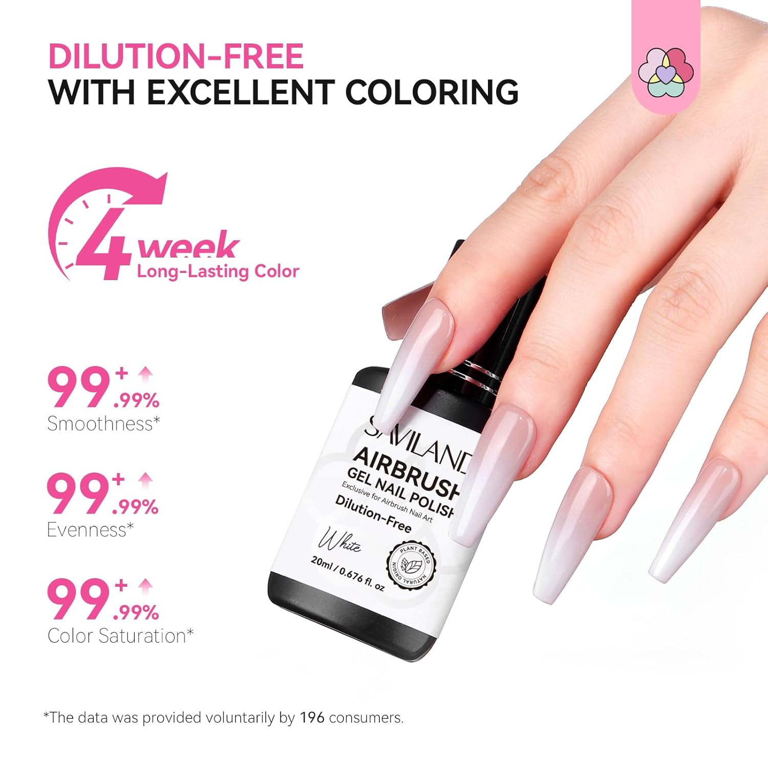 SAVILAND Plus Airbrush Gel Nail Polish Dilution-free: 20 ml No Clogging White Airbrush Nail Polish Non-toxic Nail Gel P olish for High Pigmented Colors Airbrush N ail Polish for Ombre French Nail - Image 6