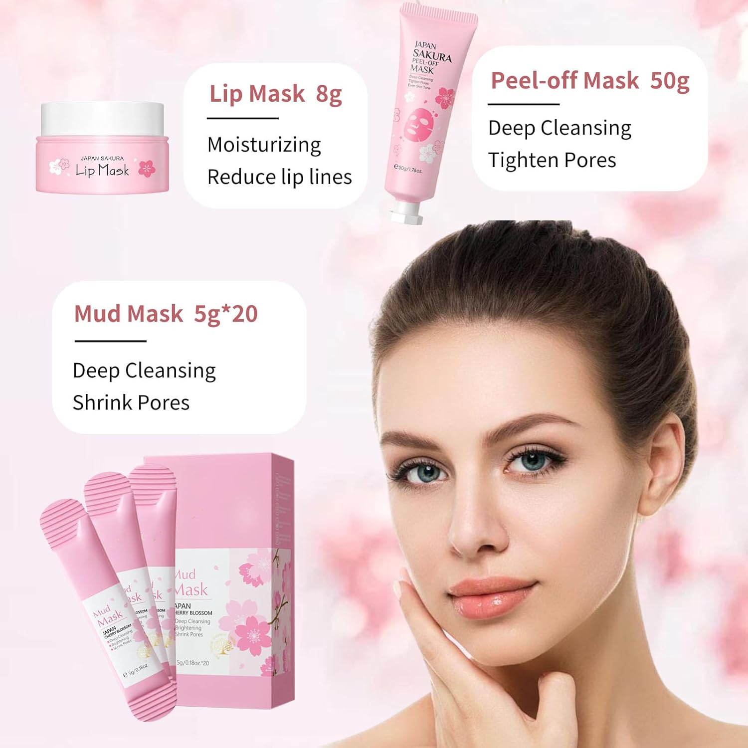 Japan Sakura Skin Care Set for Teen Girls - Evolvique Skin Care for Teens 10-12 - Skincare for Girls 10-12 - Skin Care Kit Gift Set for Women with Cleanser,Serum,Cream(One Size, 8PCS Sakura Scent) - Image 3