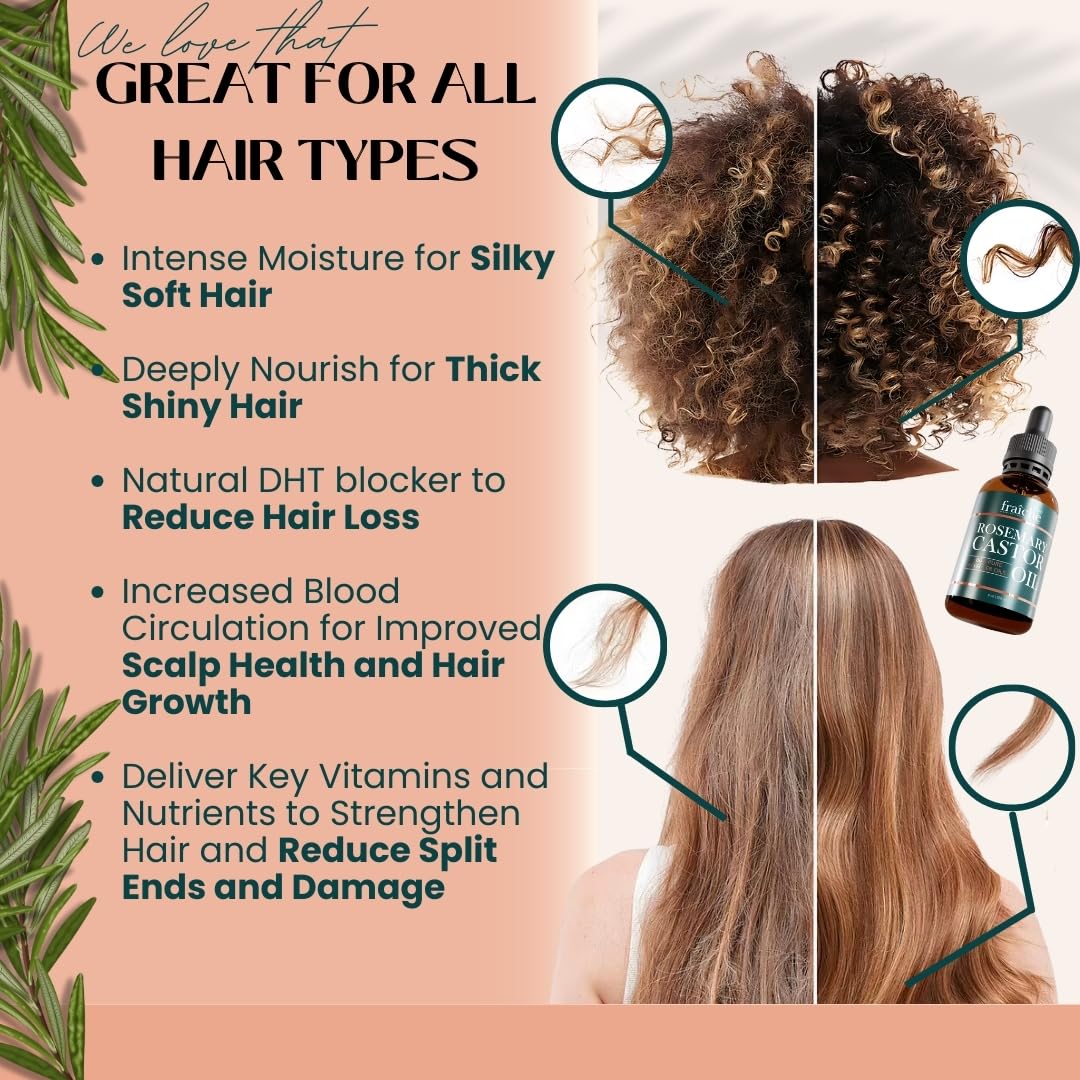 Live Fraiche Rosemary Castor Oil for Hair Growth 4 Ounce - Cold Pressed Castor Oil and Rosemary Oil for Damaged Hair to Reduce Hair Loss - Image 3