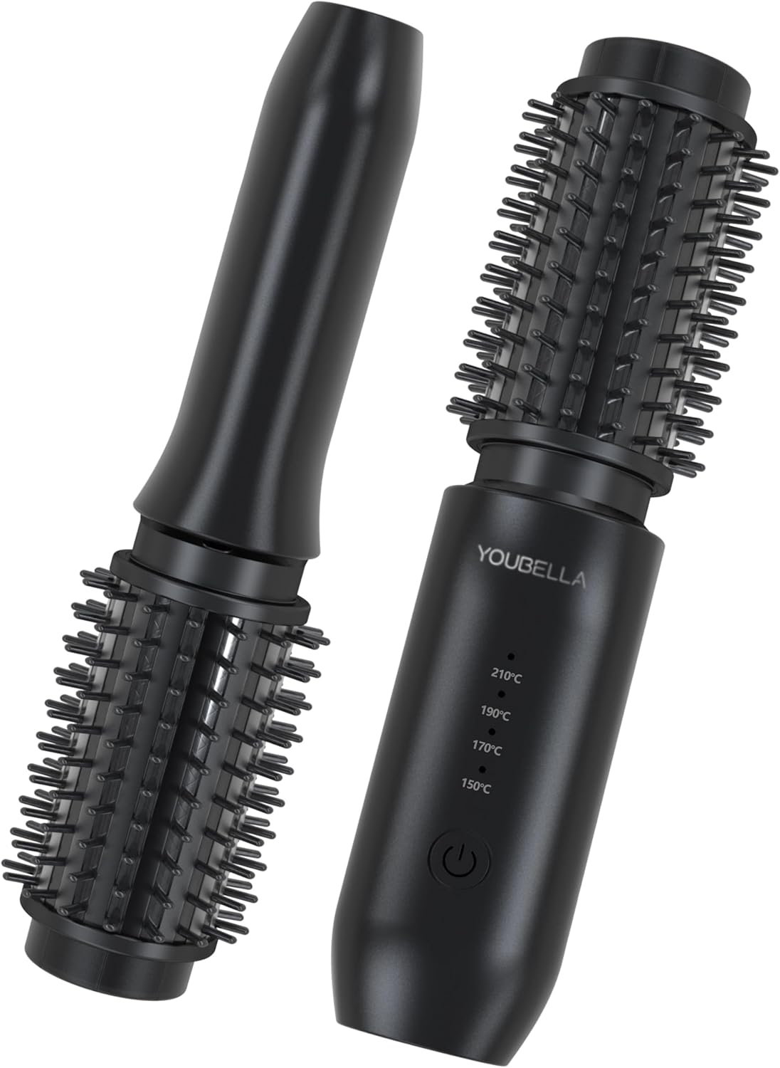 Cordless Hair Curling Iron Brush, Mini Travel Hot Straightener Comb, 3-in-1 Portable Wave Curling Wand, 1.5″ Ionic Heated Brush, USB Rechargeable Hair Curler, Pink
