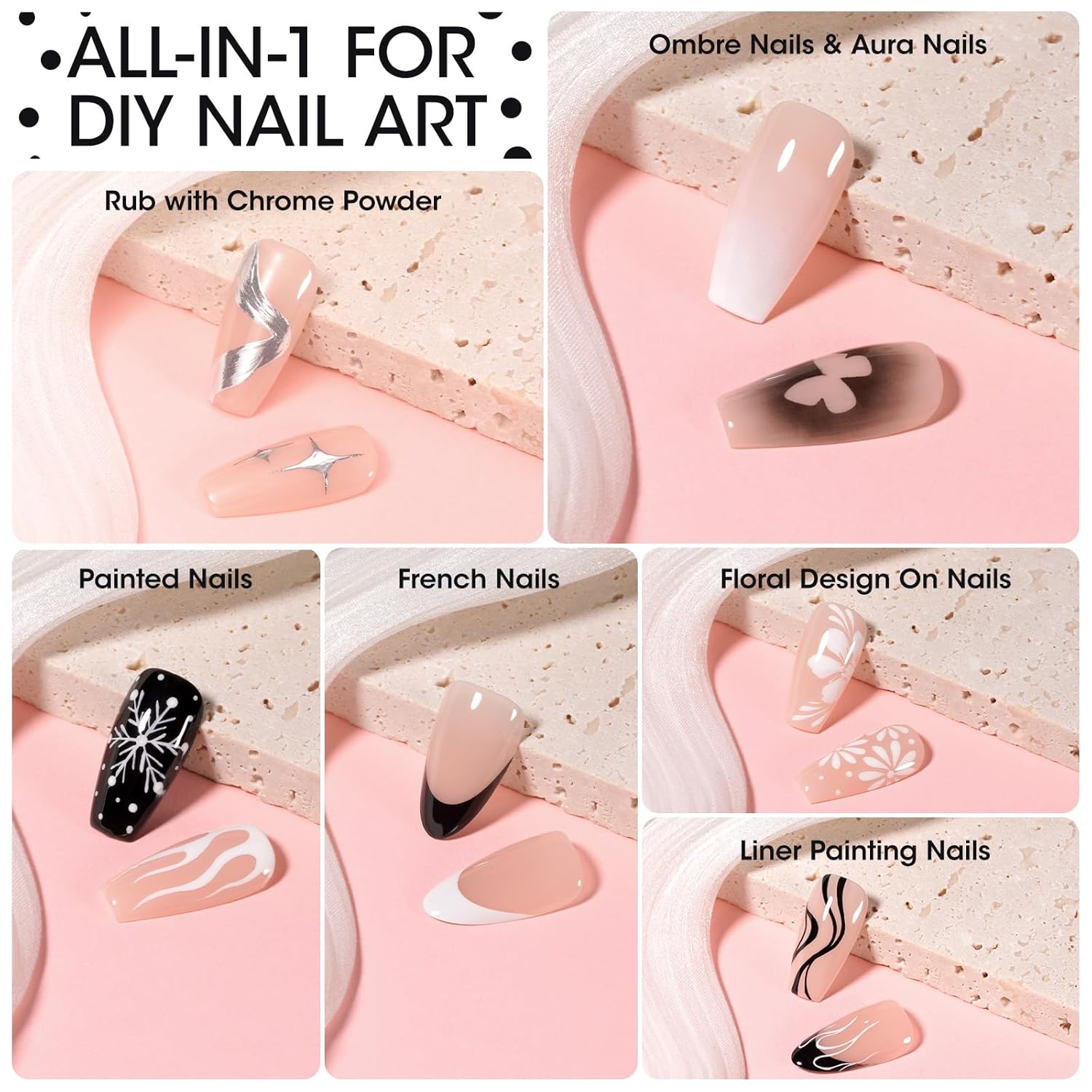 GELLEN Nail Painting Gel 2Pcs 8G Black & White No Wipe Pat Painting Nail Gel for Drawing Striper Liner Floral Painting Gel Polish Nail Art for Salon Home DIY Manicure, UV/LED Curing Required - Image 4
