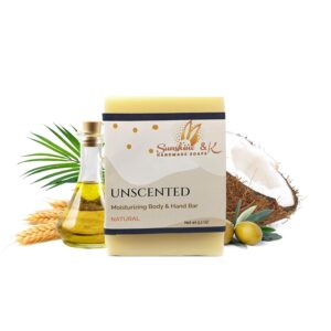 Unscented Natural - Body & Face Soap Bar, Handmade Bath Soap, Moisturizing Bar Soap With Beeswax, Rice Bran Oil, & Natural Base Oils, Natural Soap Bars, 5 oz - Sunshine & K Handmade Soaps