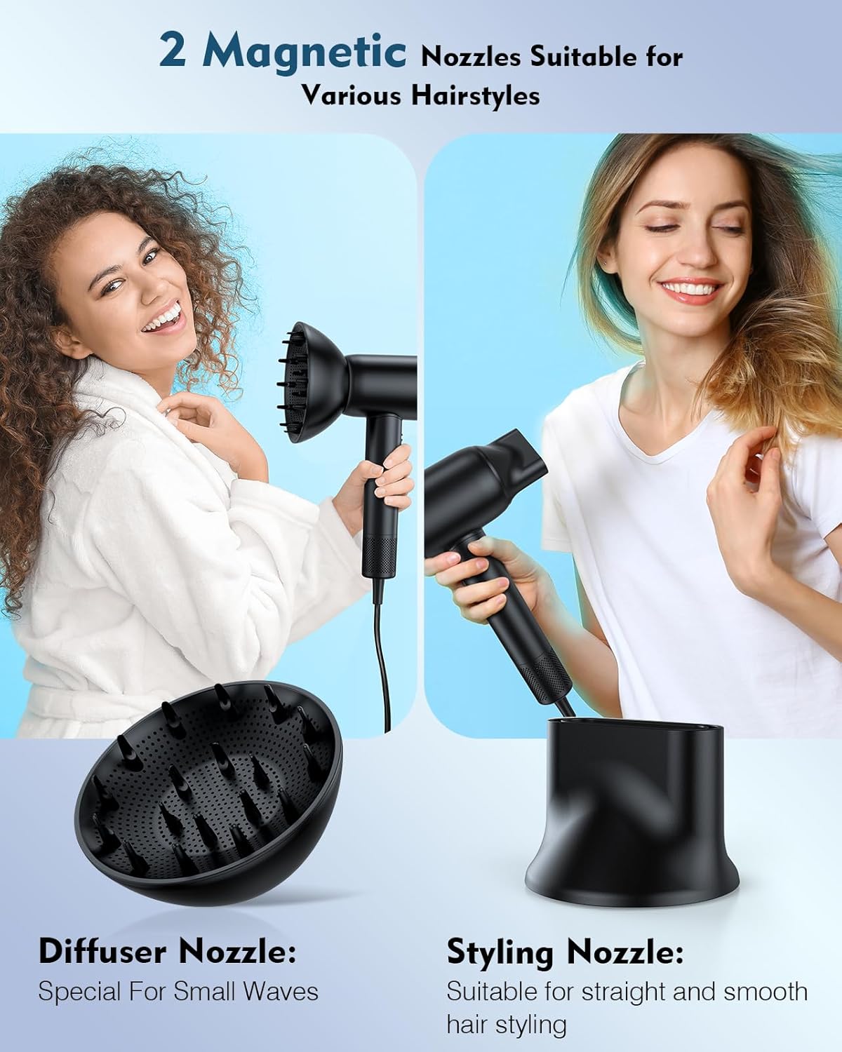 160000 RPM Brushless Motor Hair Dryer with 200 Million Negative Ions, Portable, Includes Diffuser Attachment - Image 6