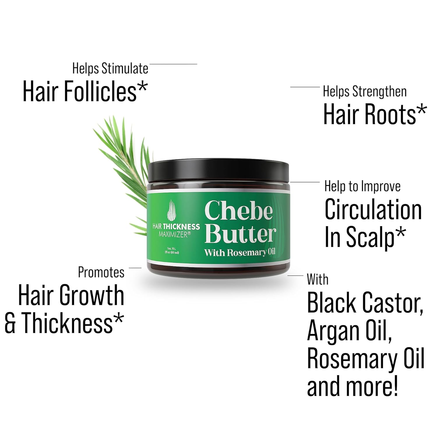 Chebe Rosemary Oil Hair Butter for Growth, Thickening, Moisturizing and Strengthening - 2oz Vegan Hair Grease for Men and Women, Scalp Treatment for Dry, Brittle Hair - Image 2