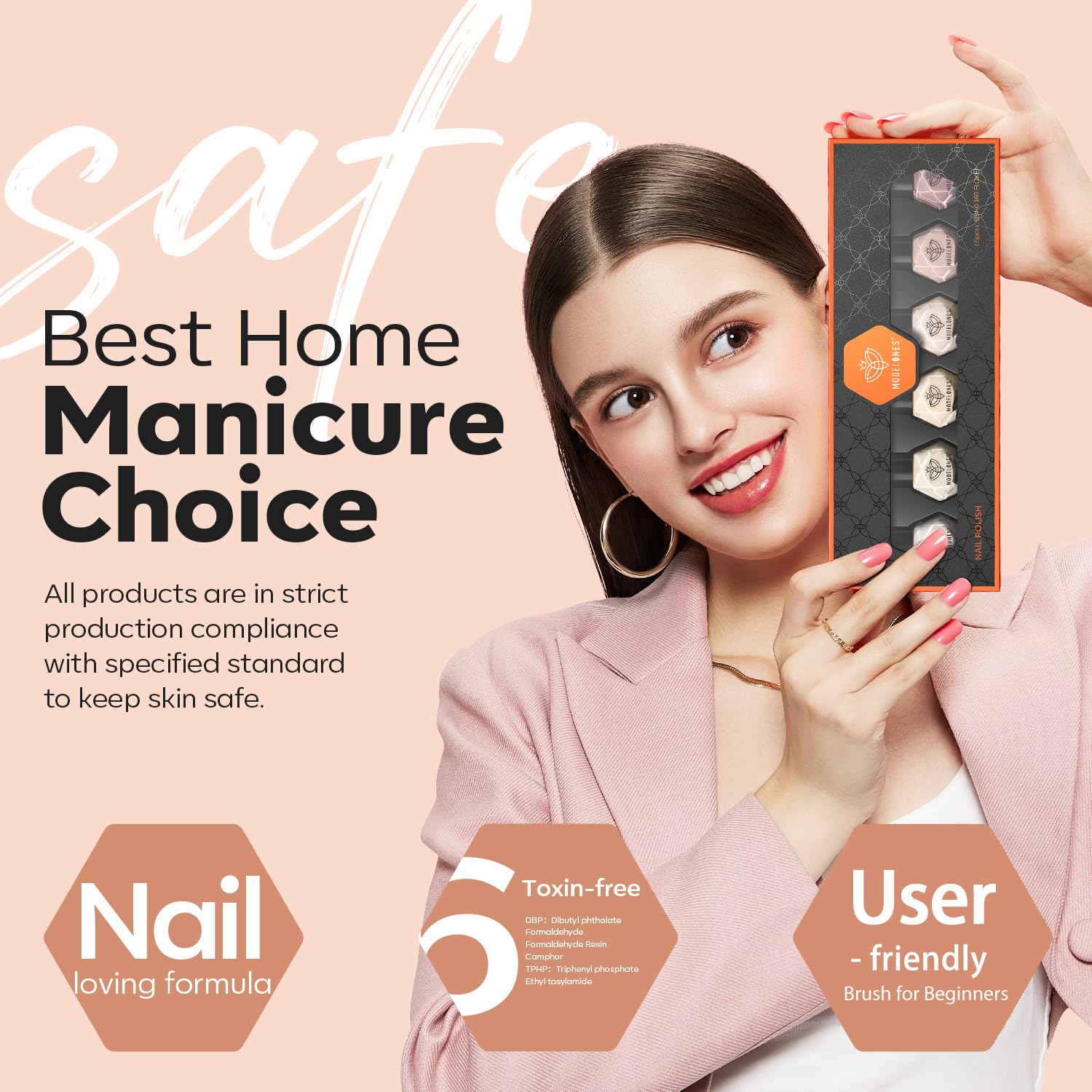 modelones Nail Polish Set 6 Colors Nude Pink Skin Tones Neutral Brown Nail Polish Kit Quick Dry Nail Polish All Seasons Neutral Brown Manicure DIY Nail Art Salon Home Gift for Women Girls - Image 7