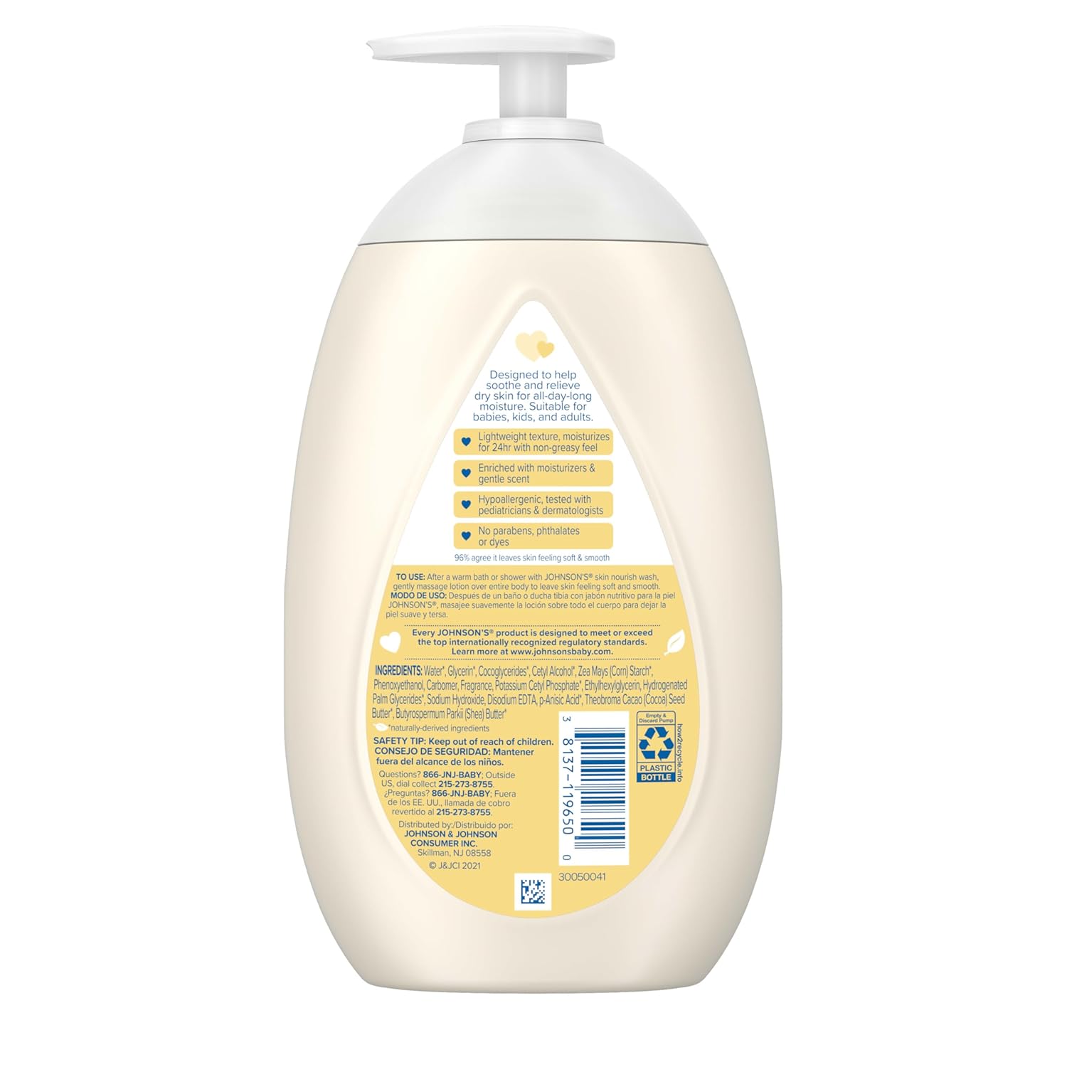 Johnson's Skin Nourish 16.9 fl oz Moisturizing Baby Lotion for Dry Skin Shea Cocoa Butter - Image 9