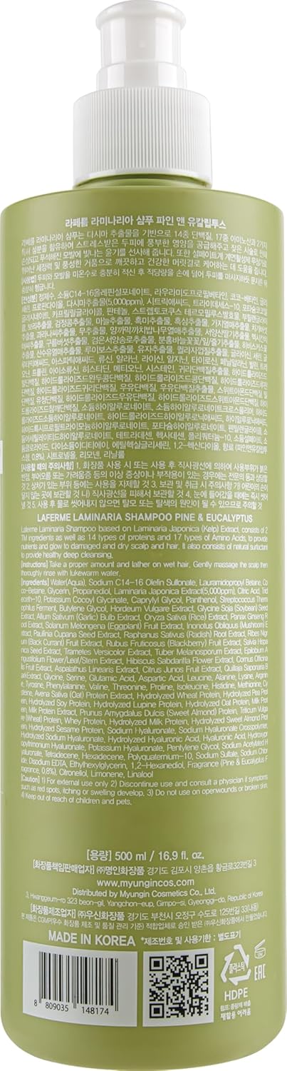 Laminaria Shampoo with Organic Ingredient, Korean Clarifying Shampoo, Hydrating for Dry Hair, Strengthening for Weak Hair, Sulfate & Paraben-Free, for Women & Men,16.9 FL. OZ, Pine Eucalyptus - Image 9