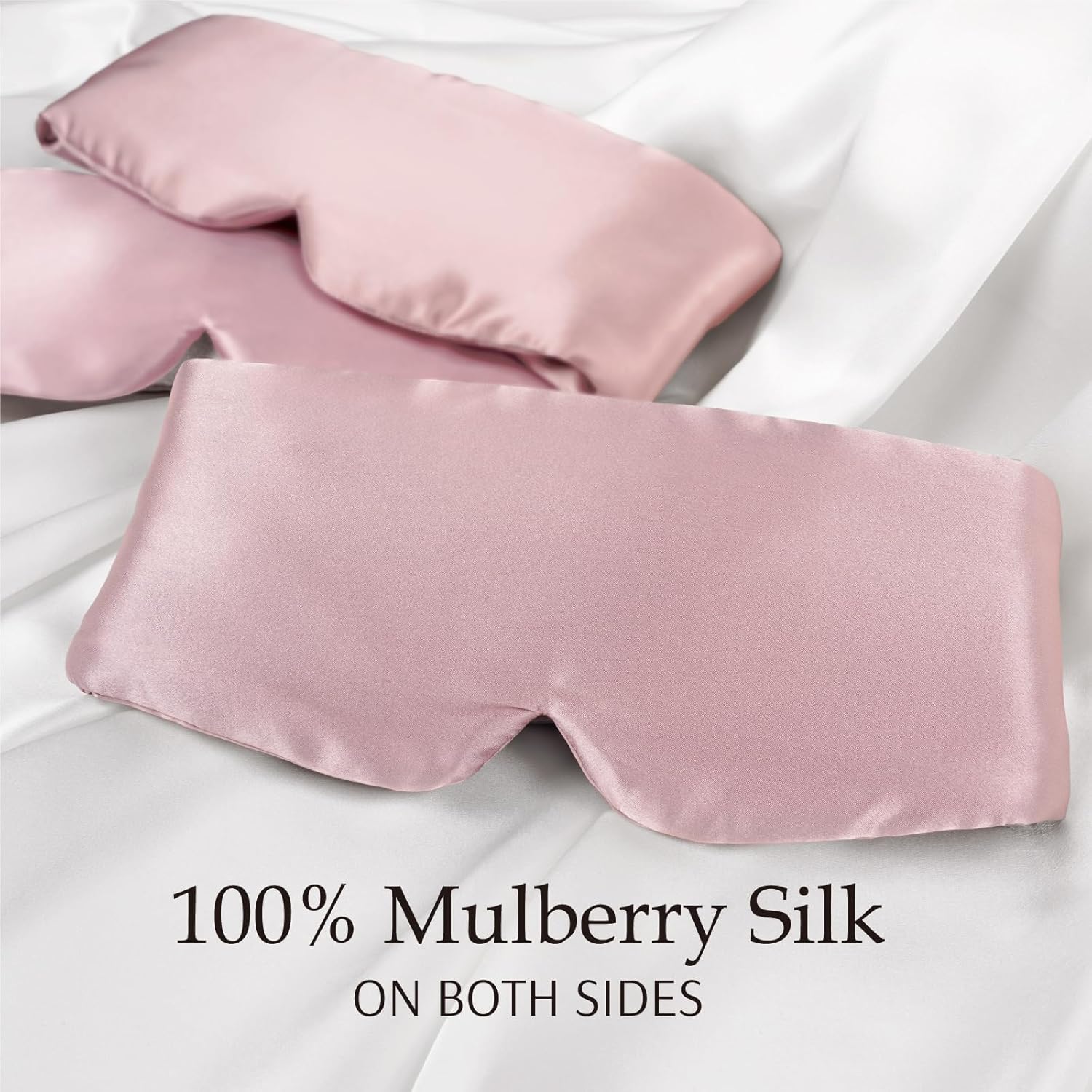 Zenssia 100% Mulberry Silk Sleep Mask Eye Mask for Man and Woman with Adjustable Headband, Full Size Large Sleep Mask & Blindfold for Total Blackout for All Night Sleep, Travel & Nap- Light Plum - Image 2