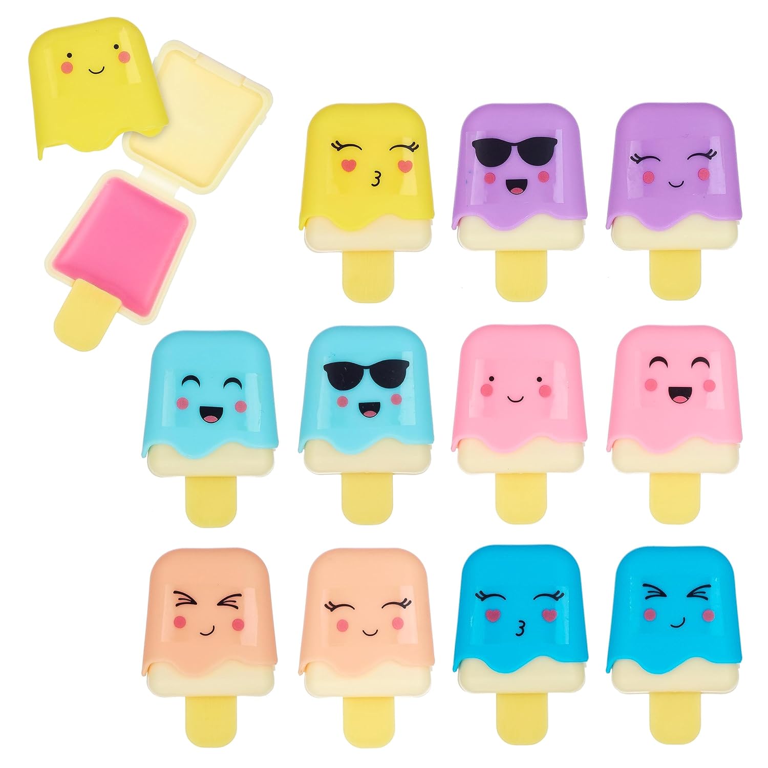 12pc Pucker Pop Novelty Lip Gloss Set - Girls Cosmetics Mini Popsicle Lip Gloss Collection, Lip Gloss for Kids, Safe, Non Toxic Kids Makeup Set - Image 2