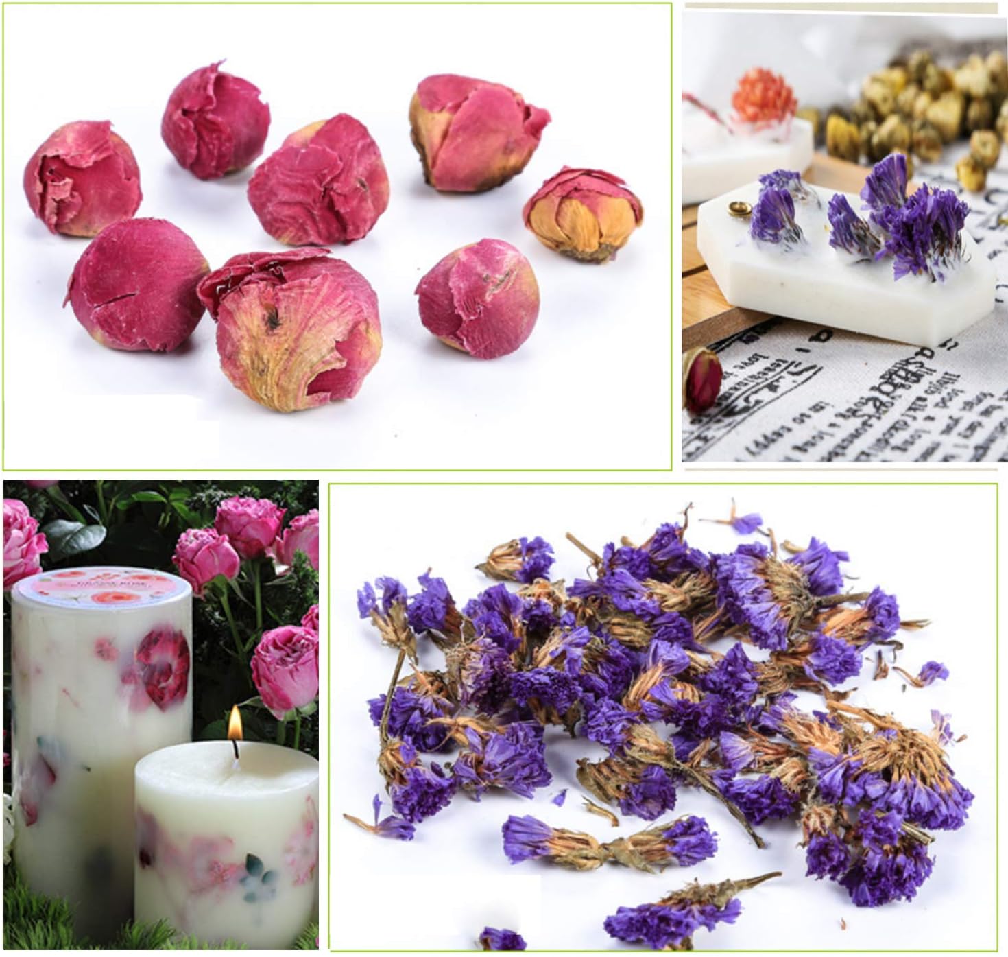 Dried Flowers- Edible Herbs Bulk of Lavender Buds, Rosebud, Jasmine, Chamomile, for Bath Bomb, Candle, Soap Making Kit - Image 5