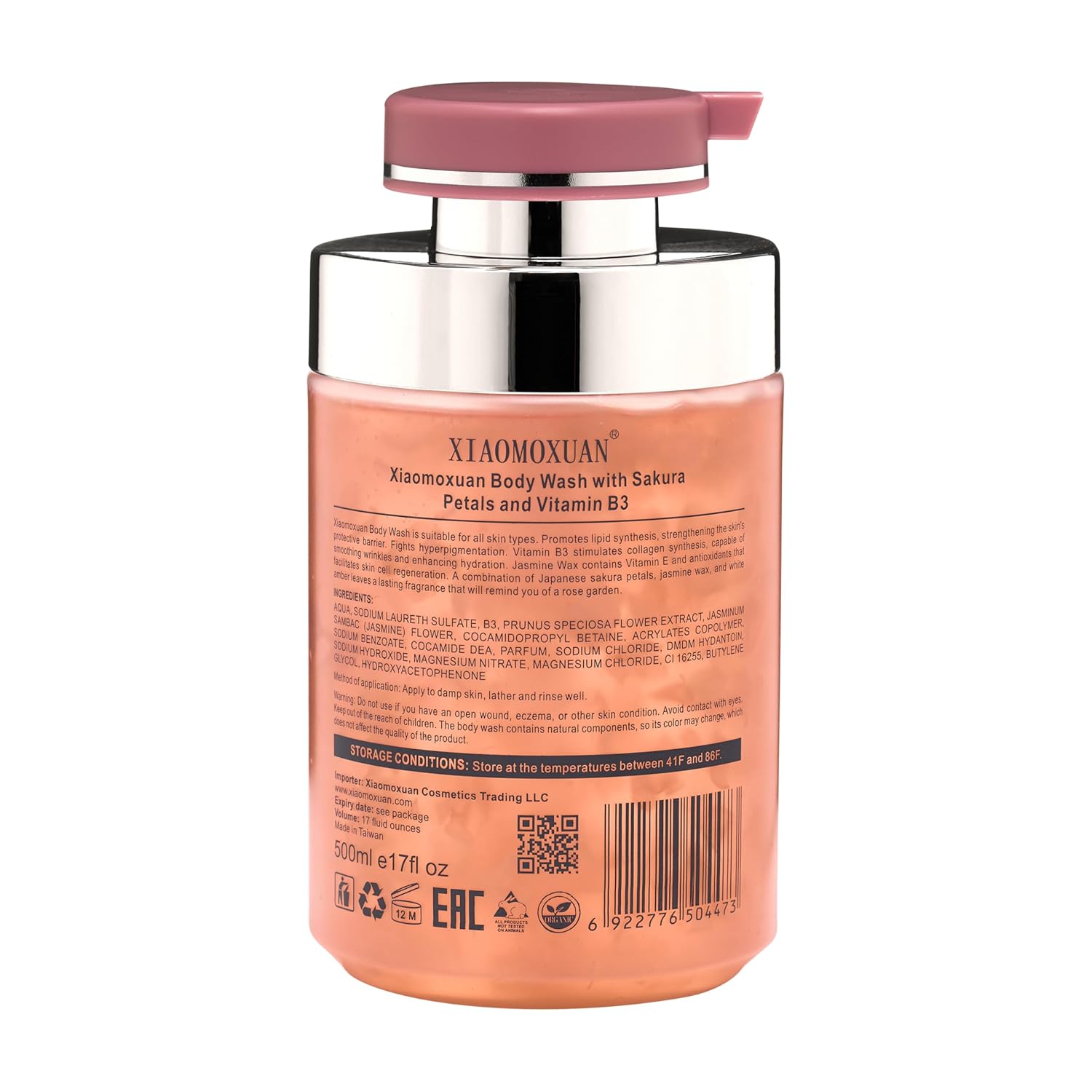 Xiaomoxuan Vitamin B3 Jasmine Sakura Body Wash for Extra Dry Skin Hyperpigmentation Wrinkle Smoothing 16.9oz - Image 2