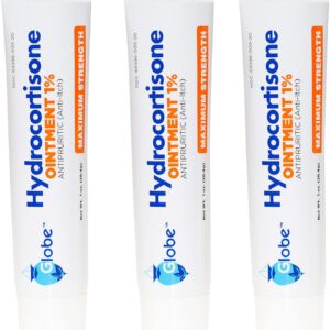 (3 Pack) Globe Hydrocortisone Maximum Strength Transparent Ointment 1%,1 oz, Anti-Itch Topical Ointment for Redness, Swelling, Itching, Rash, Bug/Mosquito Bites, Eczema, Hemorrhoids & More