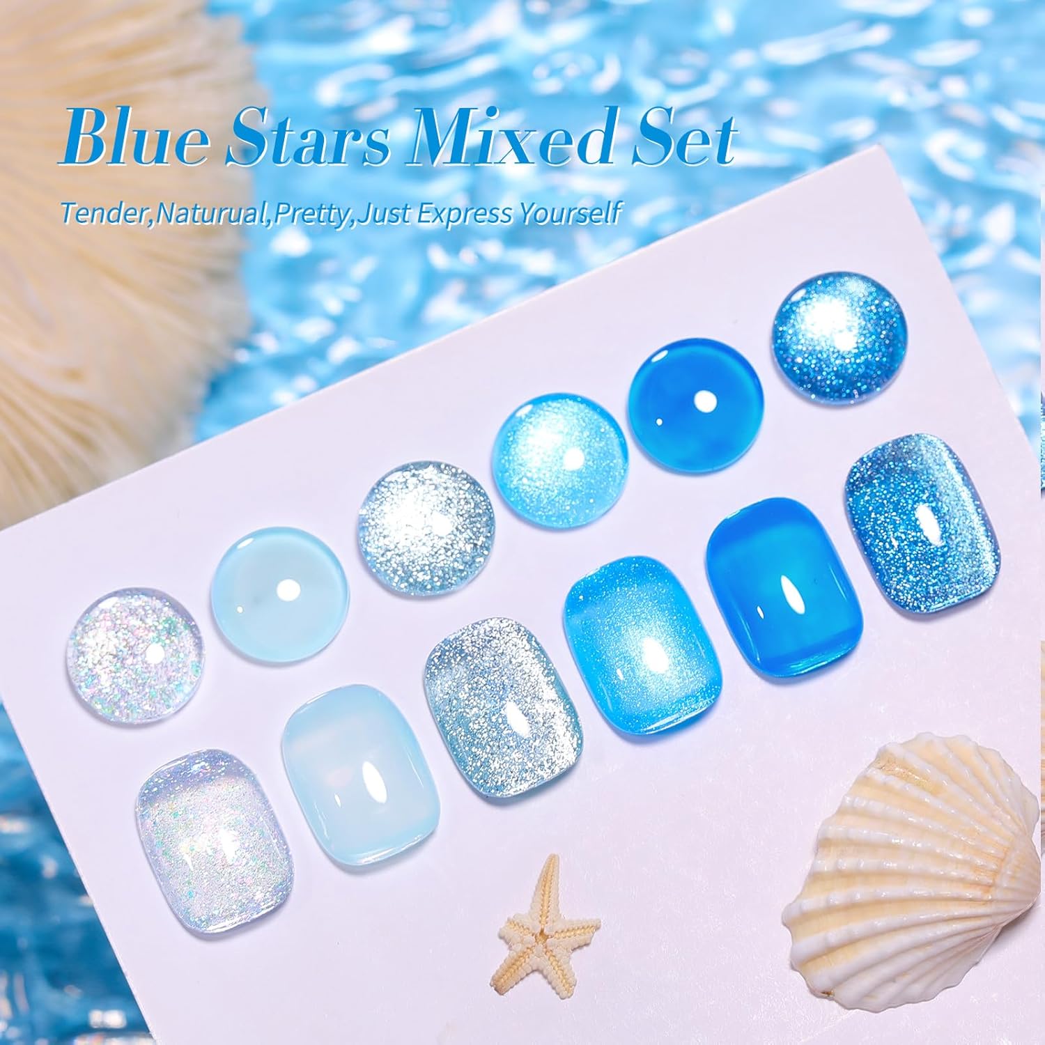 BORN PRETTY 4th of July Gel Nail Polish Blue Series,Jelly Transparent,Cat Magnetic Eye,Shimmer Glitter Holographic Blue Gel Polish Kit for Salon Manicure and Nail Art DIY at Home 6Colors - Image 5