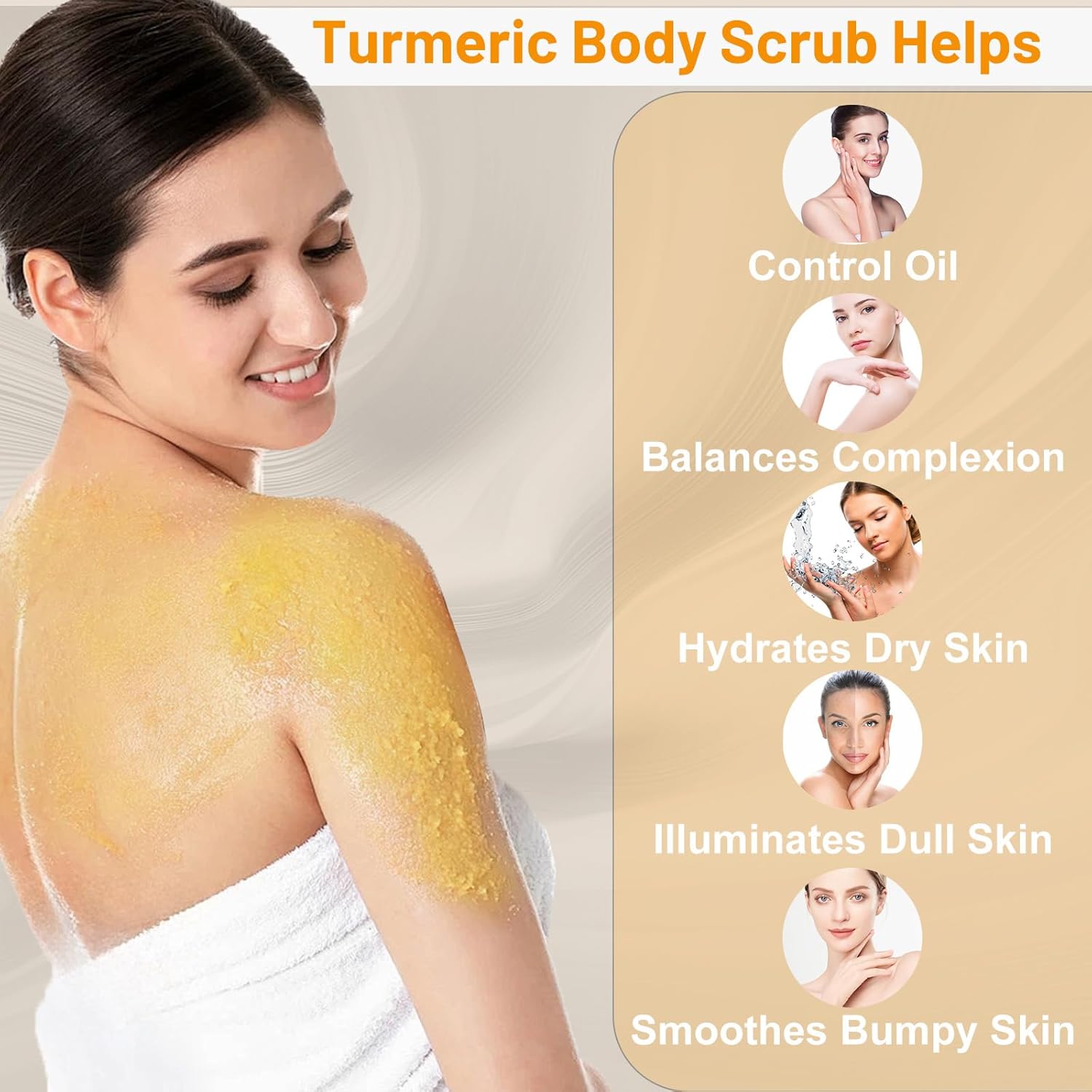 Turmeric Body Scrub Tumeric Oil Set, Natural Soothing Remove Dead Skin For Body, Face, Hand, Foot, Skincare Bikini Private Area, Smooth Hydrating Exfoliating Scrub Suitable for All Skin Types - Image 3