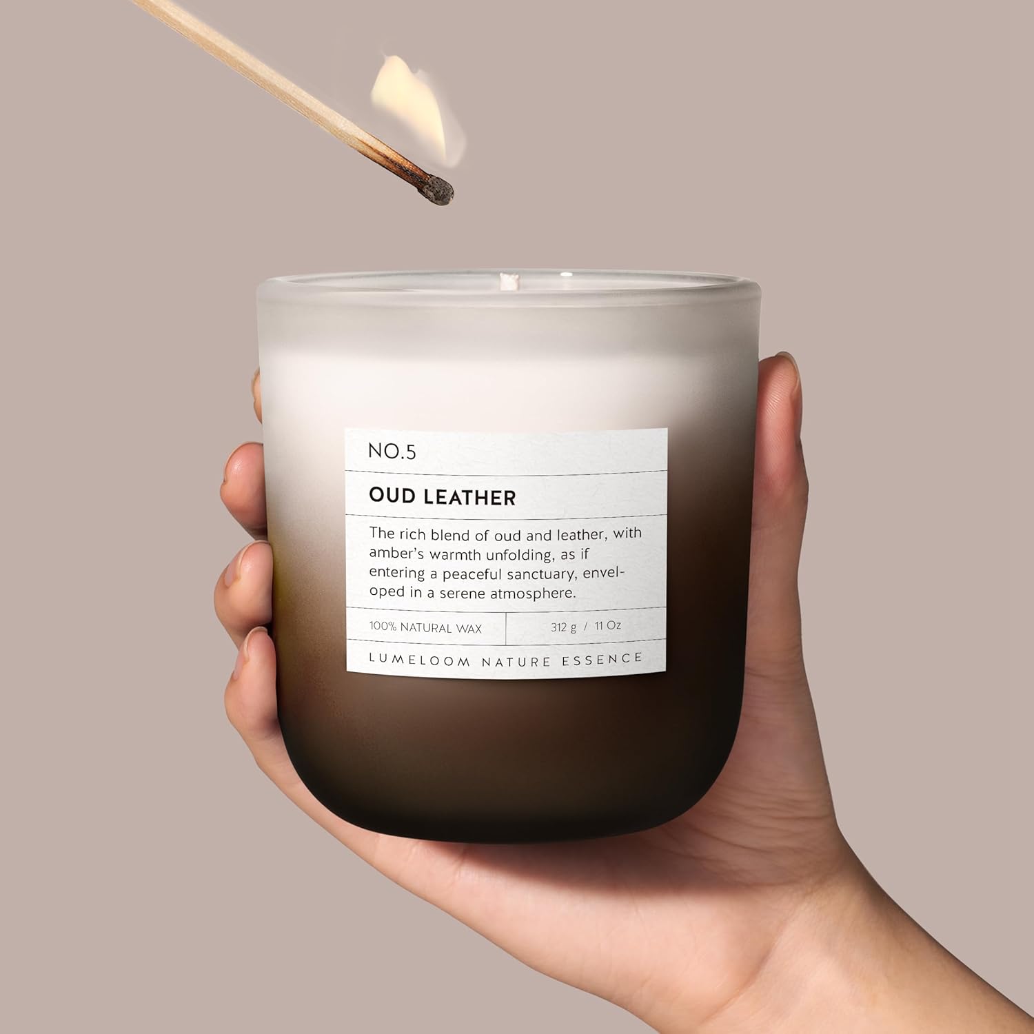 Oud & Leather Scented Candle, 11oz Aromatherapy Soy Wax Candles for Home Scented, Long Lasting, Oud Leather Scent for Home, Gifts for Men, Women, Friends, Teacher, Relaxation & Stress Relief - Image 5