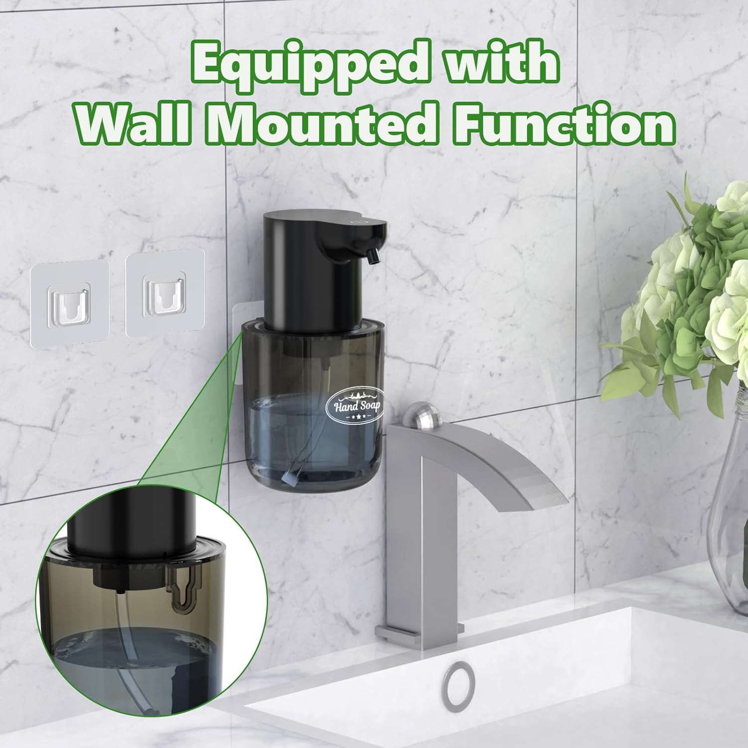 13.5oz Wall Mounted Touchless Automatic Soap Dispenser Rechargeable for Bathroom Kitchen - Image 3