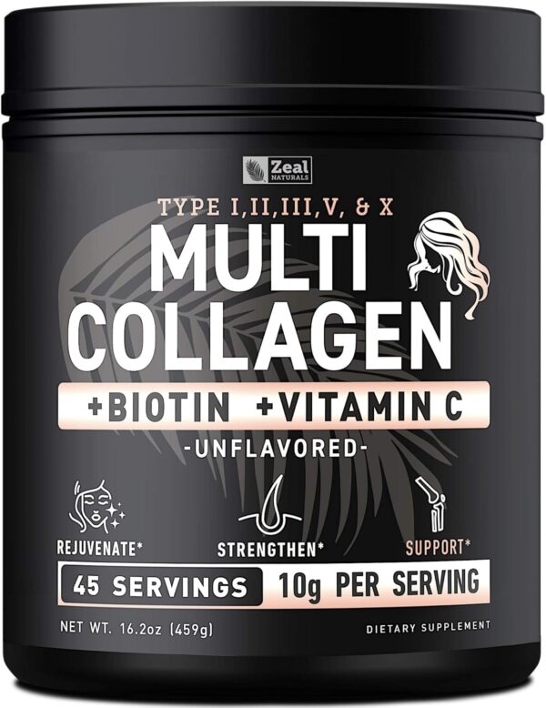 Premium Multi Collagen Peptides Protein Powder (1, 2, 3, 5 & 10) with ...
