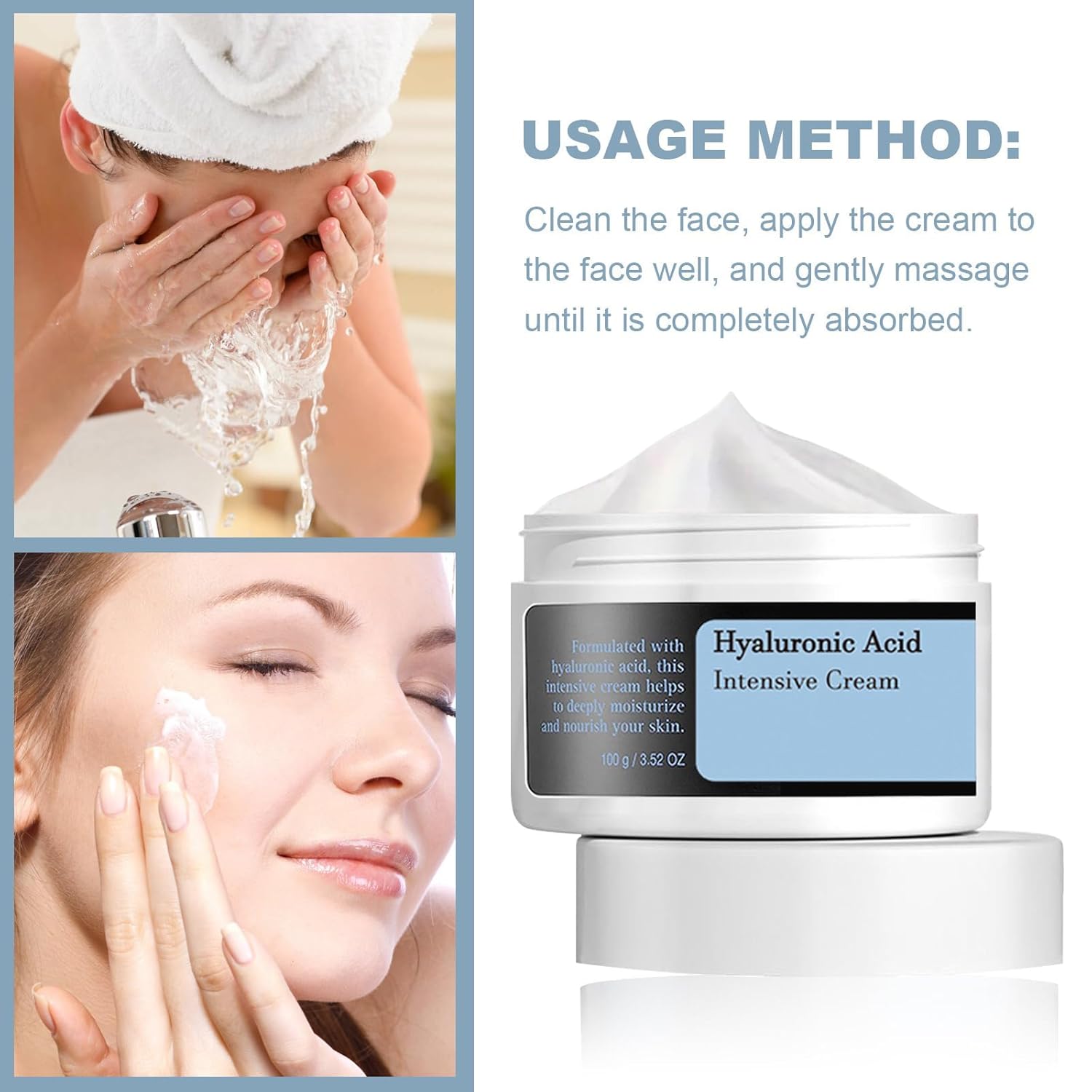 Hyaluronic Acid Moisturizer Face Cream, Long-lasting Hyaluronic Acid Intensive Cream For Dry & Sensitive Skin, Rich Hydrating Face Cream For Daily - Image 7